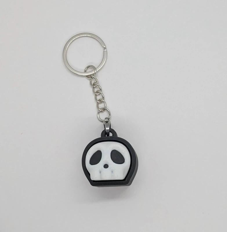 Small Skull Clicker Fidget – Spooky Cute 3D Printed Keychain Toy