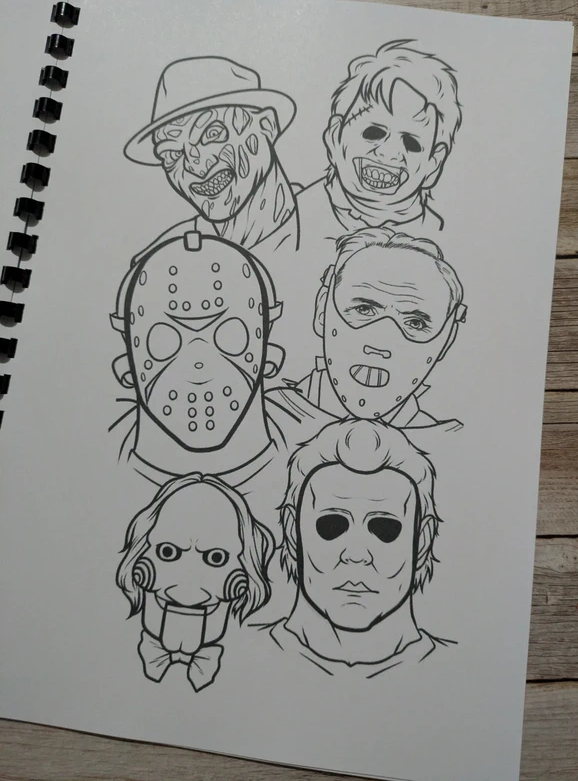 Classic Horror inspired colouring book