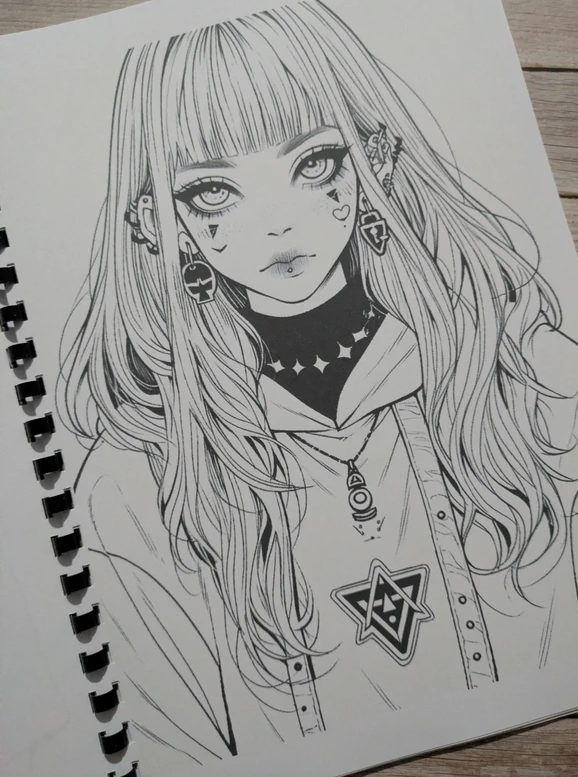 Emo Girls inspired colouring book