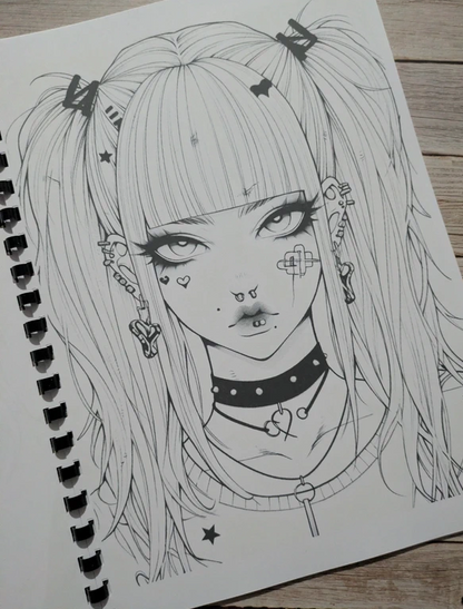 Emo Girls inspired colouring book