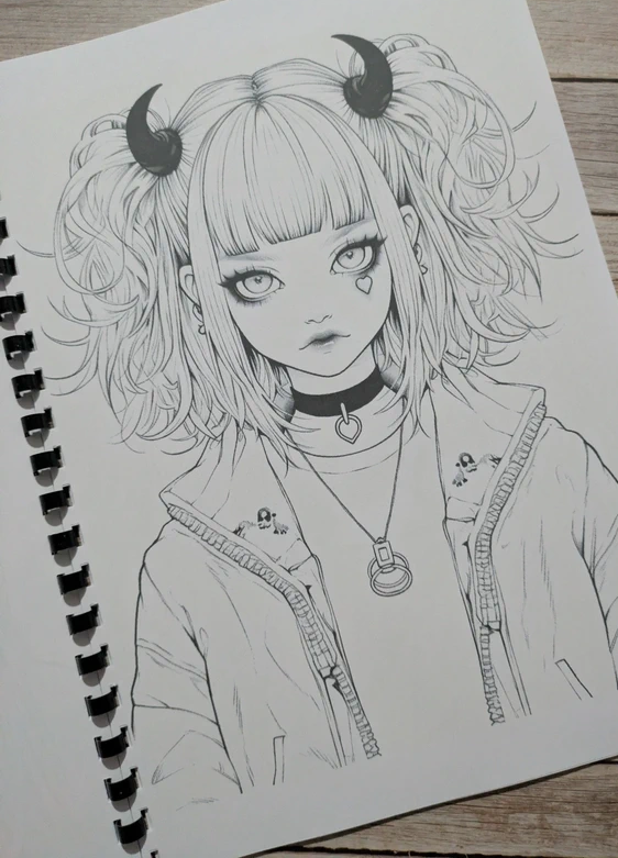 Emo Girls inspired colouring book