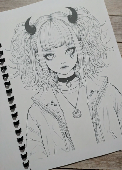 Emo Girls inspired colouring book