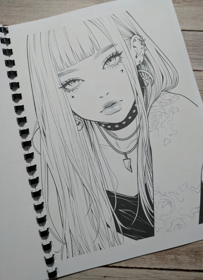 Emo Girls inspired colouring book