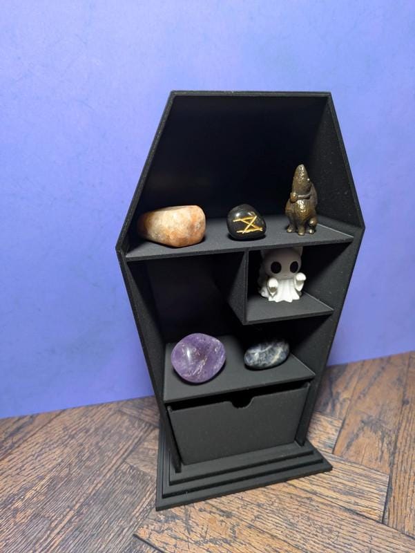 Coffin Shaped Mini Organizer with Drawer – Gothic Storage