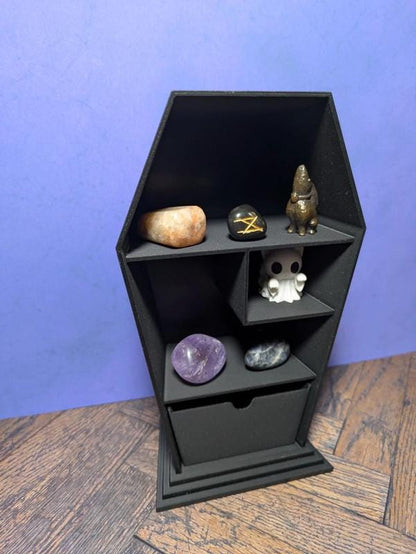 Coffin Shaped Mini Organizer with Drawer – Gothic Storage