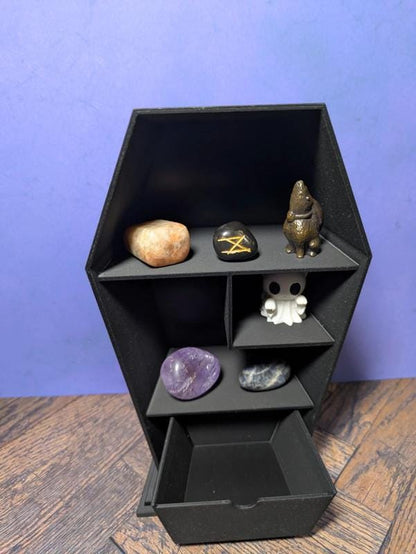 Coffin Shaped Mini Organizer with Drawer – Gothic Storage
