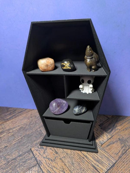 Coffin Shaped Mini Organizer with Drawer – Gothic Storage